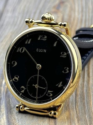 Elgin 12s Pocket Marriage Watch Conversion 44mm SS Wrist Watch 1917 Movement 