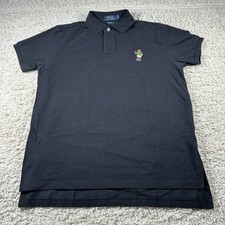 Polo Ralph Lauren Polo Bear Black Polo Shirt Custom Fit Sz Large