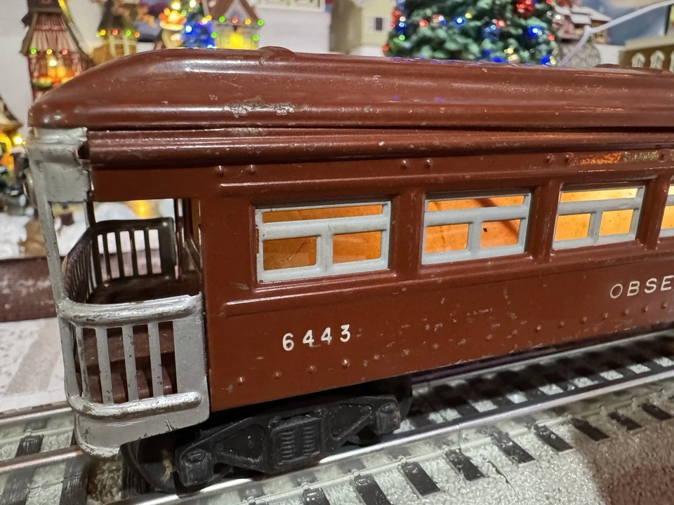 3 Lionel Pre-War Tin Litho Pullman 2 Passenger Car 6442 & Observation Car 6443 O - Image 4 of 4