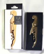 Viski 24K Gold Plated Double Hinged Corkscrew New in Box