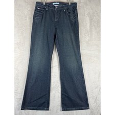 Vintage Y2K Tommy Hilfiger Low Rise Flare Jeans Size 14 36x33 Stretch Dark Wash