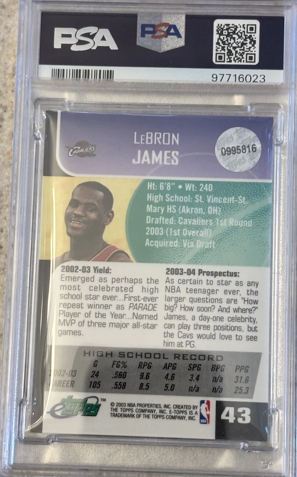 2003 eTopps #43 LeBron James Rookie PSA 9 MINT 🔥🔥🔥🔥GOAT? - Image 3 of 4