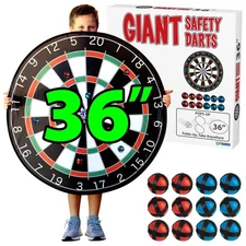Funwares 36" Giant Dart Board Game for Adults & Kids Indoor/Outdoor Fun 8-12