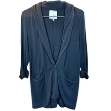 Joie Womens Black Shawl Collar Jersey Knit Blazer Jacket Size XS Single Button