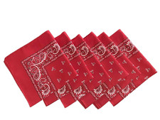 new SET of 6 RED BANDANAS 21" x 21" cowboy cowgirl gear outfit accessories wraps