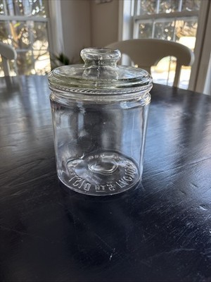 Vntg Glass Tobacco Jar Marked At Bottom ''Factory District Of NC No 64'' Pre-Owned