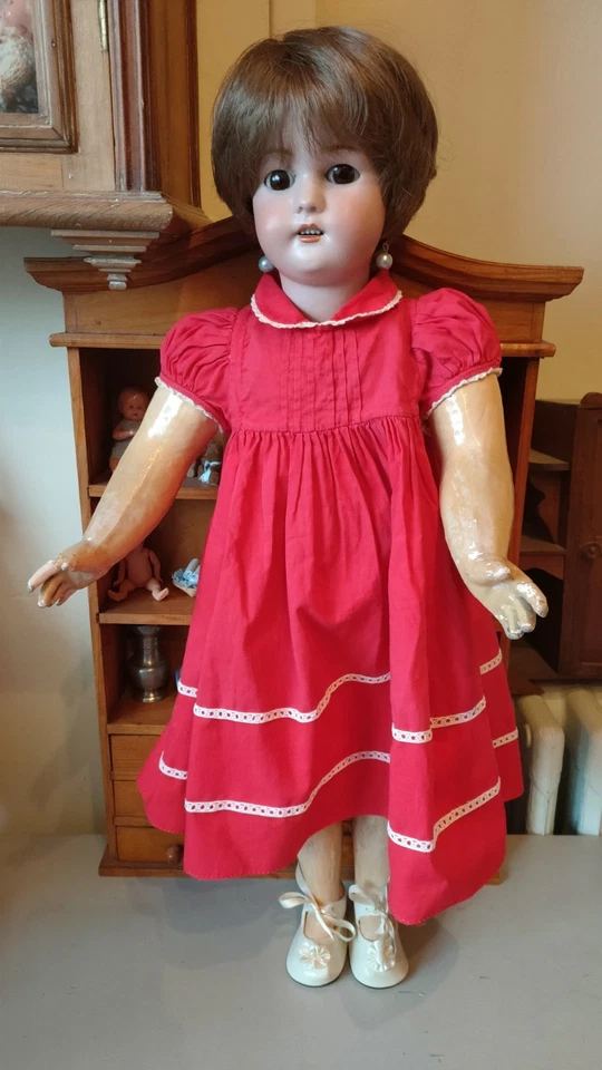 poupée ancienne, Tête Porcelaine, Simon Halbig, Taille 63 cm. - Photo 4/4