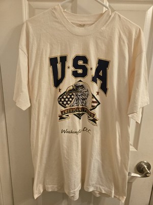 Vintage 1995 Graphic Shirt USA Eagle Men XL Beige