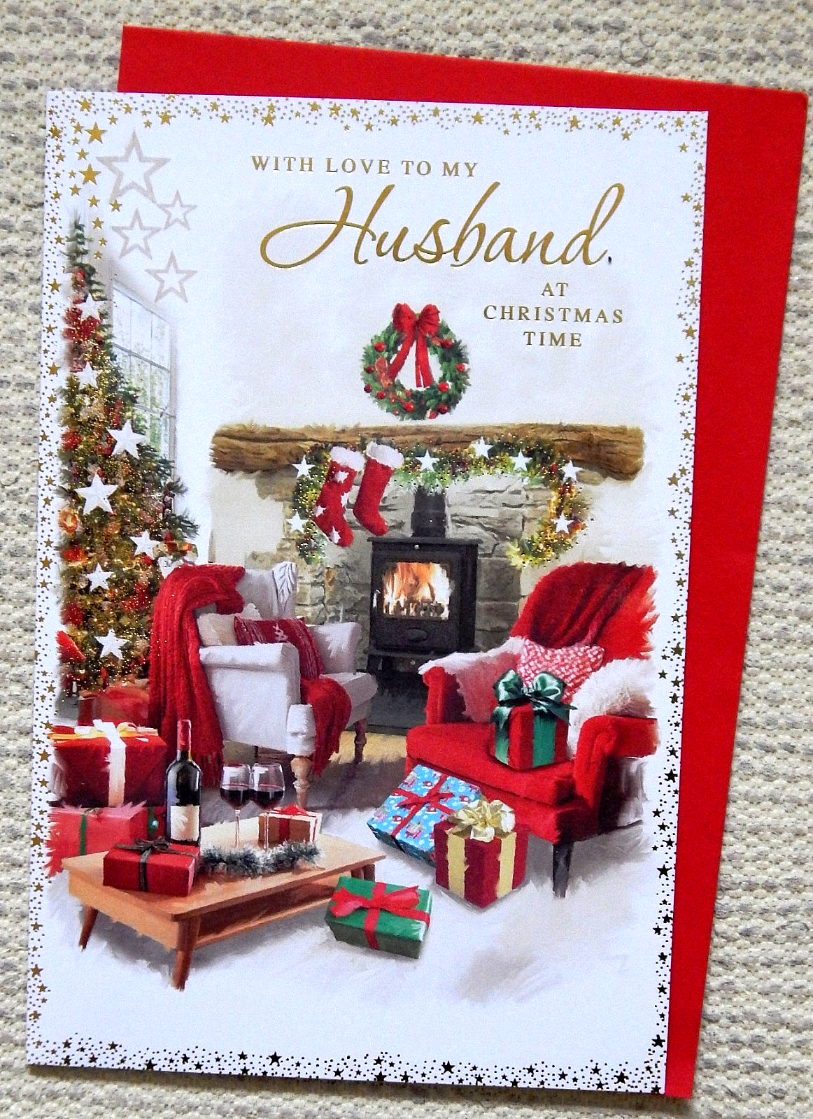 Husband Christmas Card ~ A Winter  Scene Christmas Greetings Card Husband  9""x6""