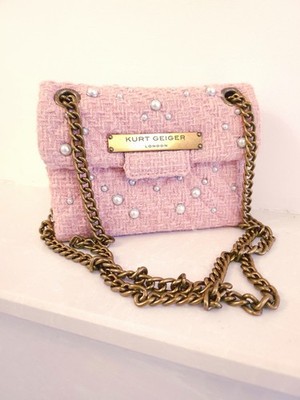 Kurt Geiger Mini Brixton Tasche Tweed rosa verziert Crossbody