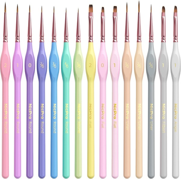 Feine Pinsel Set 15 StüCk Pastell Miniatur Detailpinsel FüR Acryl ÖL Aquarell-image