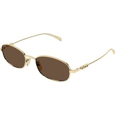 Authentic New Gucci Designer Oval Frame Gold-Toned Sunglasses GG1940S 