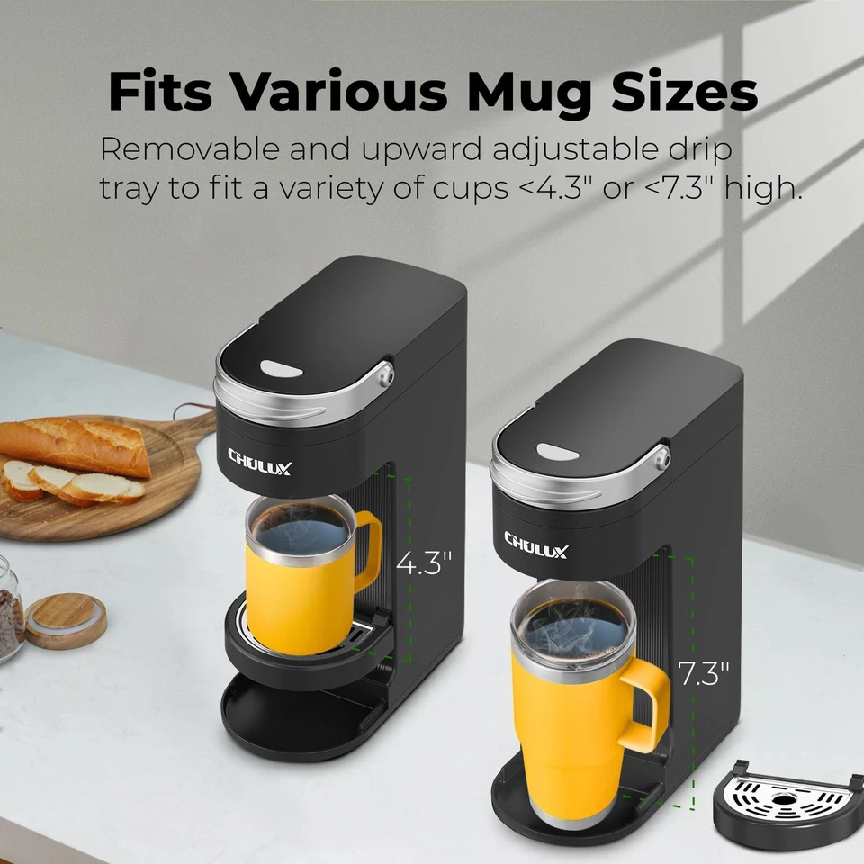 Slim Single Serve Coffee Maker for K Pods, One Cup Coffee Maker Fits 7.3" Tra... - Image 3 of 4