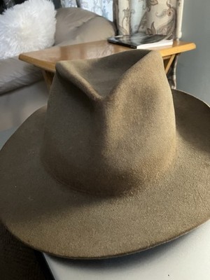 BEAVER BRAND VINTAGE BUSH HAT TAUPE COLORED WITH LABEL INTACT VENT HOLES FAIR