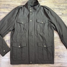 BRIXTON Men's Wool Debaser Military Style Brown Tweed Field Jacket Size Large