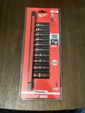Milwaukee 49-66-7001 10PC SHOCKWAVE Impact Duty 1/4" Drive SAE 6 Pt Socket Set