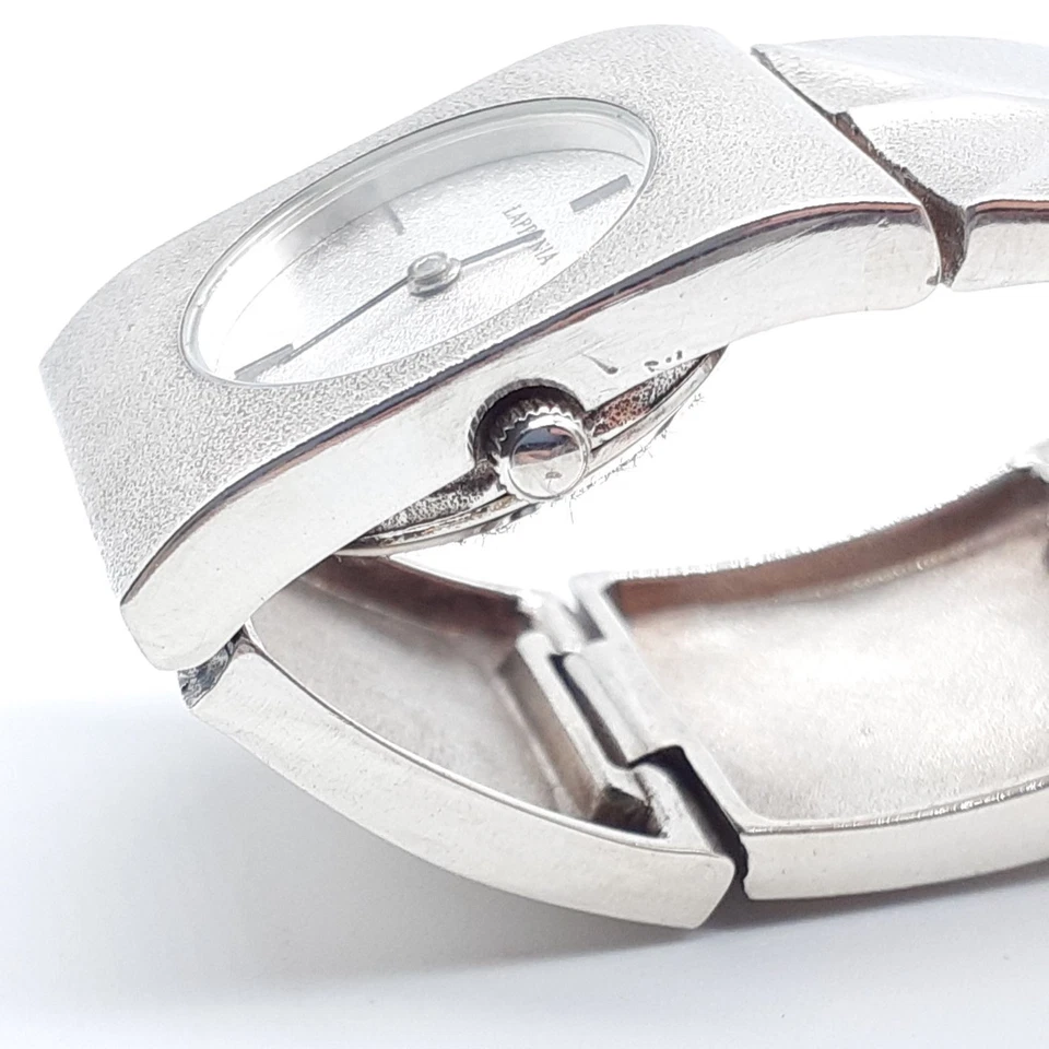 Orologio Lapponia Argento Sterling 925 Quarzo Bracciale 2000 Vintage con Scatola - Immagine 4 di 4