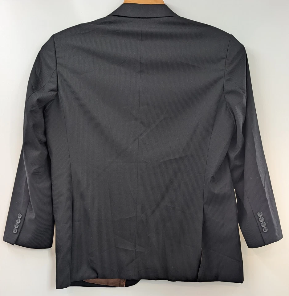 Caravelli черный в тонкую полоску 2шт костюм превосходный 150s куртка 44R брюки 38W (34W) Италия - Изображение 4 из 4