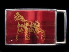 RE01131 VINTAGE 1970s HARNESS RACING SPORTS COMMEMORATIVE BELT BUCKLE