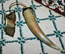 Vintage Brass Metal Ashtray Attached To A Horn Very Unusual Middle Eastern?