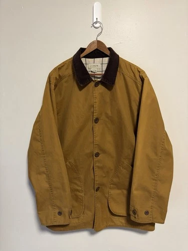 Vintage J. Crew Brown Chore Coat Lined Field Barn Hunting Jacket Size Large