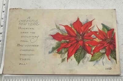 Antique Ephemera Postcard Posted 1922 New Years Washington 1c stamp