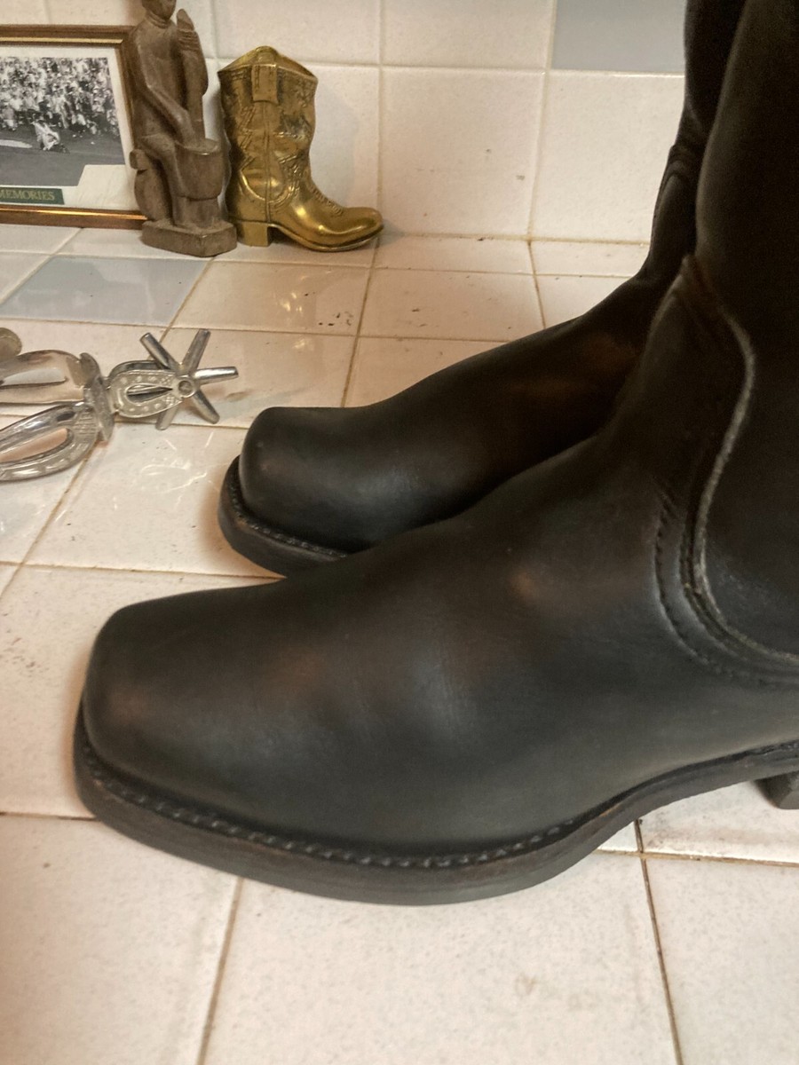 MENS FRYE BLACK SQUARE TOE MOTORCYLE BIKER TRUCKER BOOTS 11 M VINTAGE FRYE BLACK SQUARE TOE MOTORCYLE BIKER TRUCKER BOOTS 7 M MADE  main image 2
