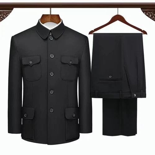 Tunica uomo cinese tuta cappotto pantaloni tradizionali Mao Zhongshan blazer giacche - Foto 7 di 14