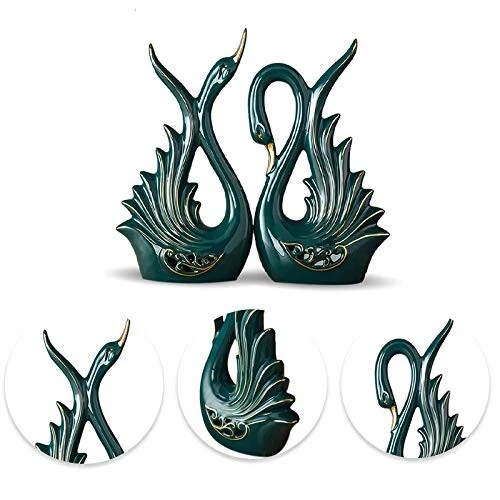 Par de cisnes estatua decoración del hogar escultura hecha a mano estatuilla obra de exhibición arte Foto 3 de 4