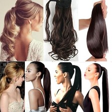 Real Thick Clip In as human Hair Extension Pony Tail Wrap Around Ponytail Hair