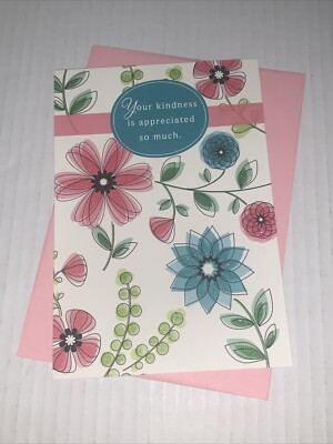 Hallmark Thank You Card: Very Simple Floral Your Kindness Is Appreciated So Much
