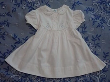 50s Vtg White Cotton Dress Battenberg Embroidered Peter Pan Collar 12-18 mos.