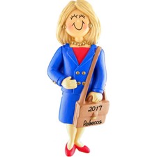 Personalized Christmas Ornament - Blonde Female Business Woman, CPA