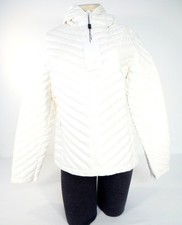 Lacoste White Zip Front Quilted Down Filled Hooded Jacket Women's 10 Nwt