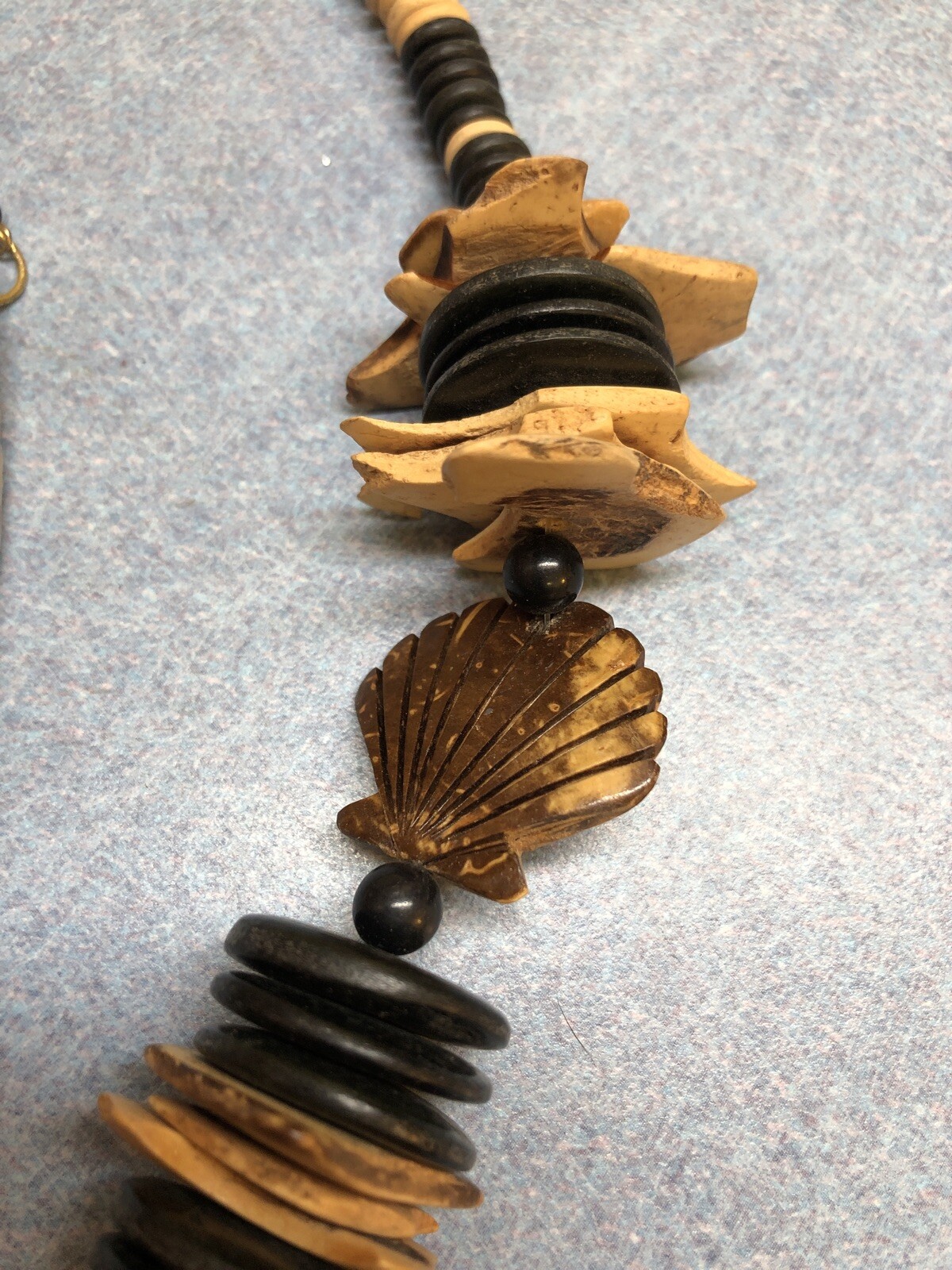 Large Abalone Shell Pendant Statement Necklace Br… - image 5