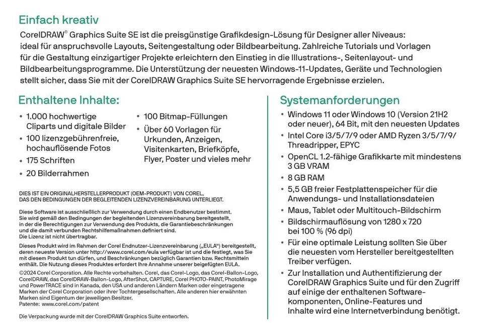 Corel Draw Graphics Suite SE 2024 Vollversion Dauerlizenz Cliparts Download NEU - Bild 2 von 4