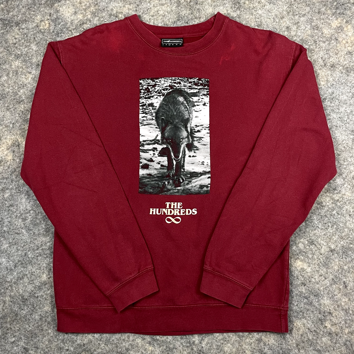 THE HUNDREDS WOLF LARGE MAROON CREWNECK SWEATER