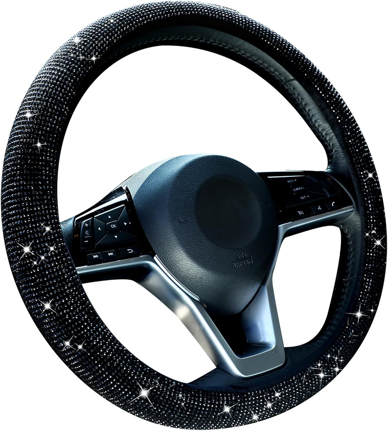 Bling Steering Wheel Cover Women Crystal Diamond Steering Wheel Cover Soft Velve