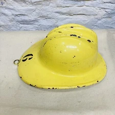 E.D. Bullard Hard Boiled Fiberglass Yellow Fire Helmet Hard Hat Vintage