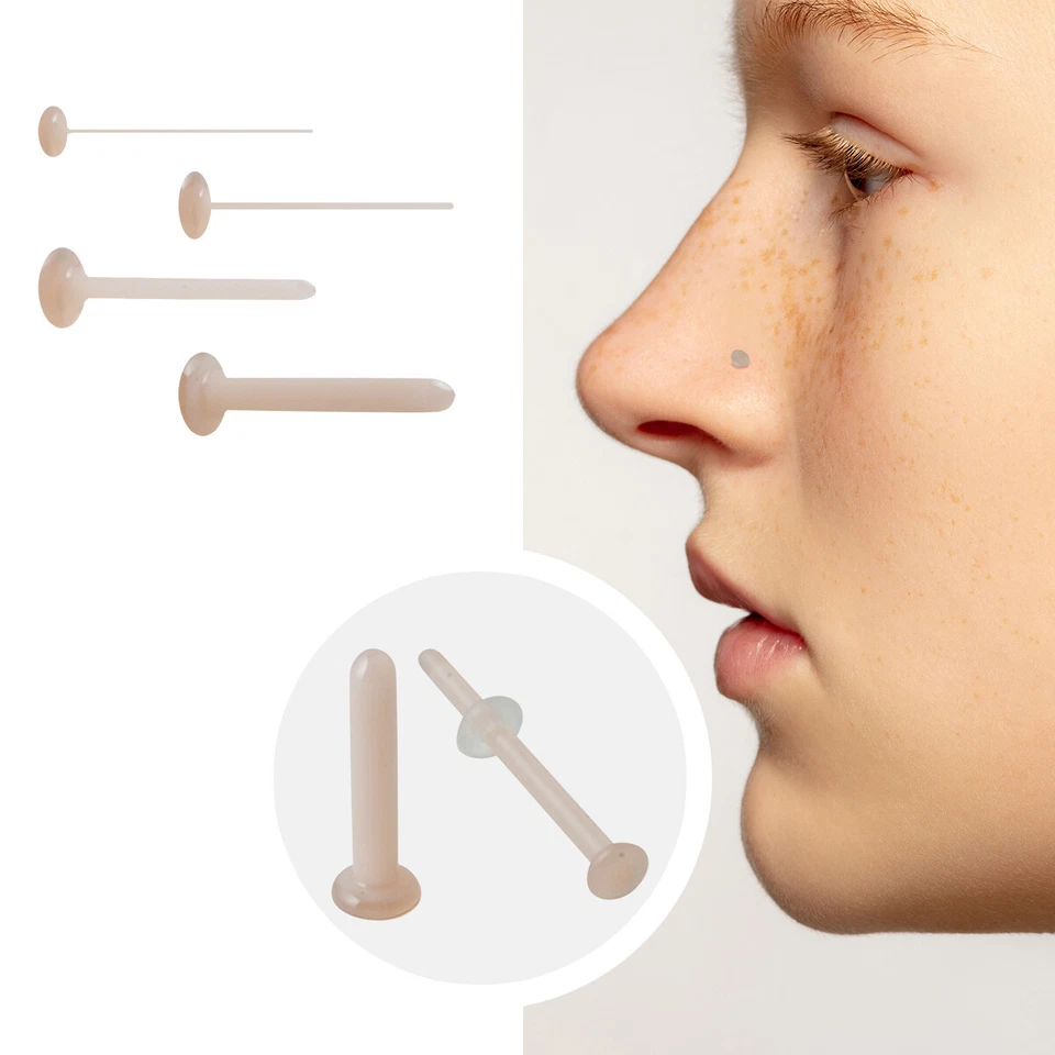 Skin Tone Gorilla Glass Retainer Cartilage Earring Piercing Retainer Nose Stud - Image 4 of 4