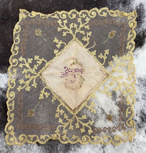 Antique Point de Gaze Net Lace Needlelace Handkerchief Hankie Scotland Souvenir - Picture 3 of 3