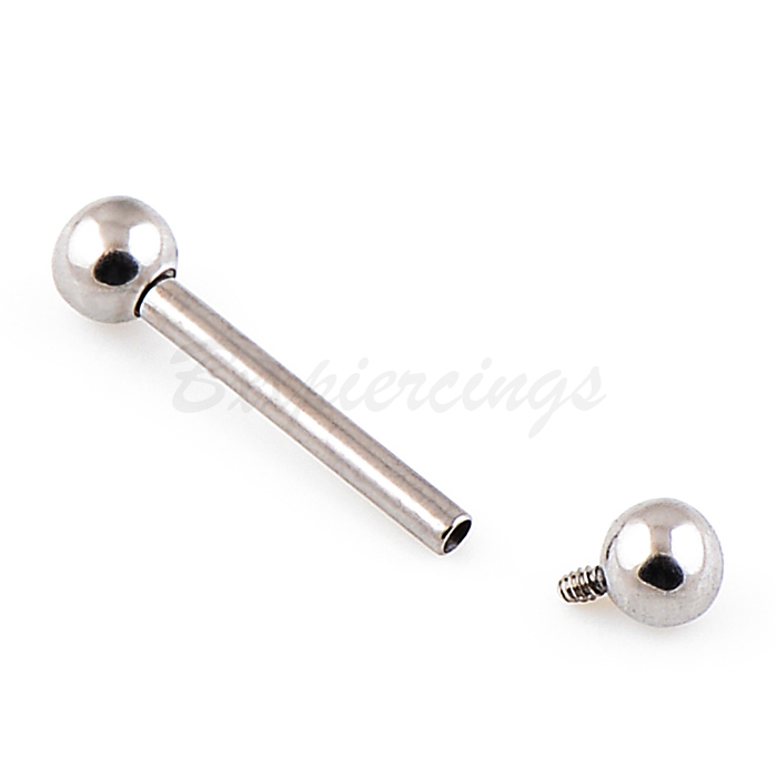 Pair Of 16g Grade 23 Solid Titanium Barbells - For Tongue, Nipple, Lip Piercings