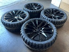 24 Inch Gloss Black Wheels 33 Mt Tires Ford F150 Navigator Rims Expedition