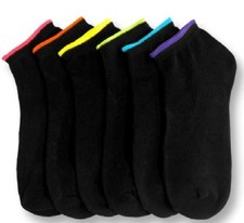 6 Pairs Lot Women Ankle Spandex Low Cut Socks BLACK Colors 70023A Size 6-8 New