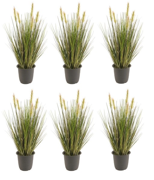 6Er Set KüNstliche GräSer Im Topf H. 45Cm GrüN Gelb Emerald Zimmerpflanzen-image