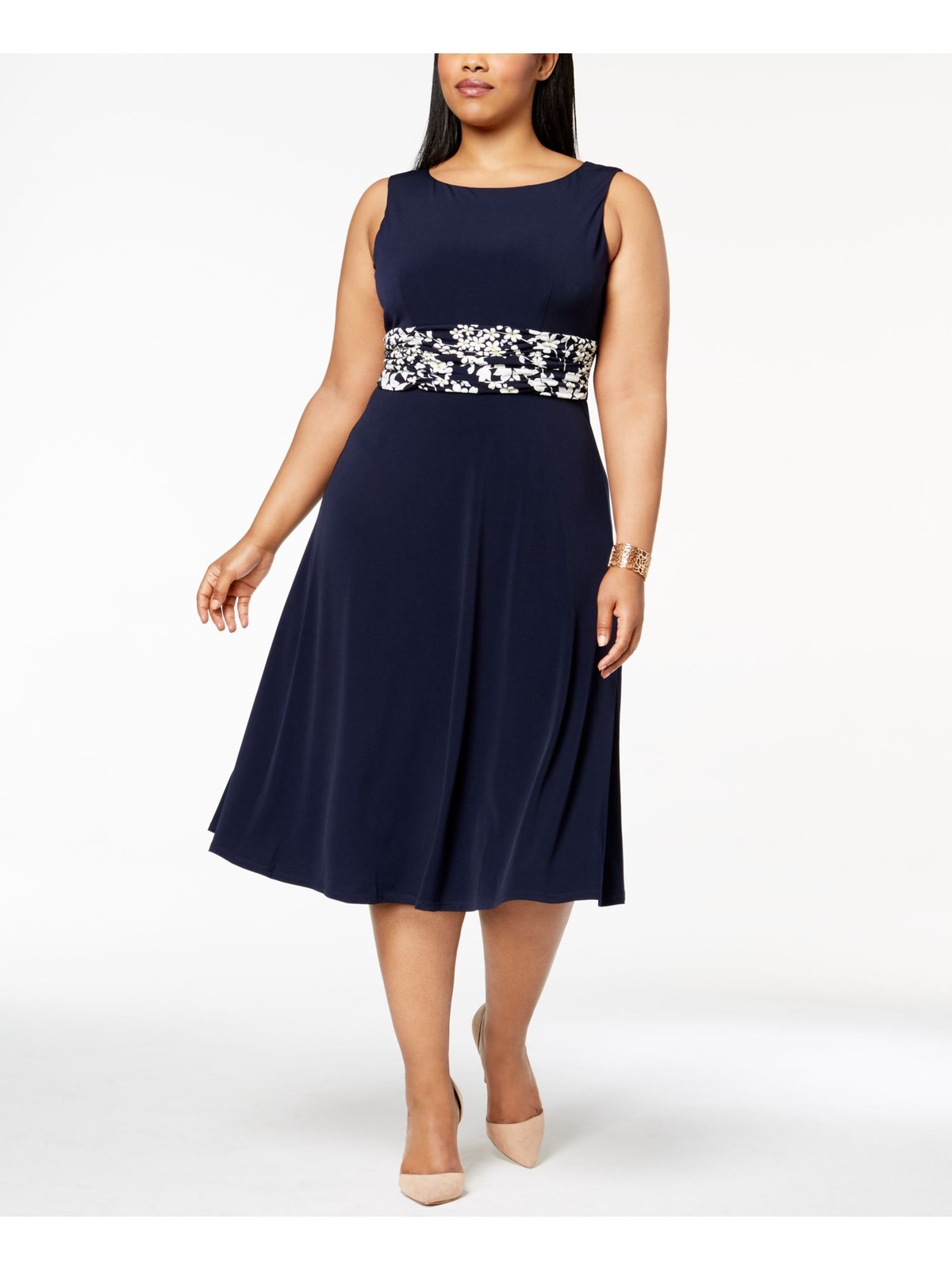 Jessica Howard Womens Plus Size 18W Navy Floral Print Dress with Matching Jacket BHFO 5240