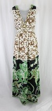 Emilio Pucci Green Black Multi Print Long Sleeveless Dress FR 38 US 8