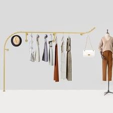 Garment Rack Wall-Mounted Clothing Storage Rack Gold Clothes Stand Metal Retail