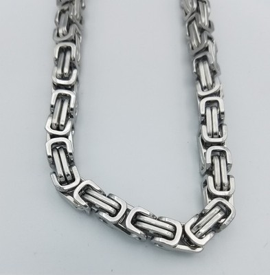 40'' STAINLESS STEEL SILVER 8MM  BYZANTINE TURKISH  BOX ROPE CHAIN NECKLACE