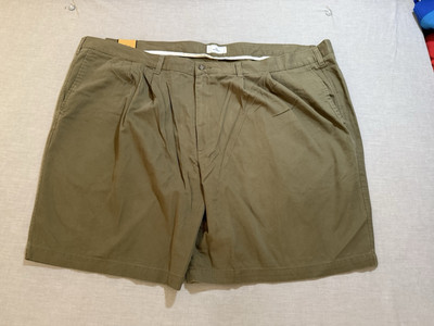 DOCKERS Pleated Deck Shorts Mens 52 Green Pocketed Canvas Zip Casual.